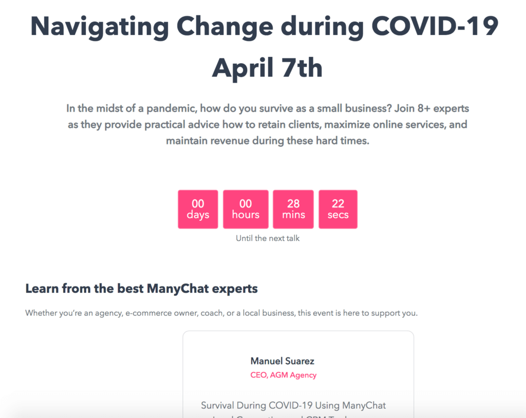 covid-19-webinar signup landing page